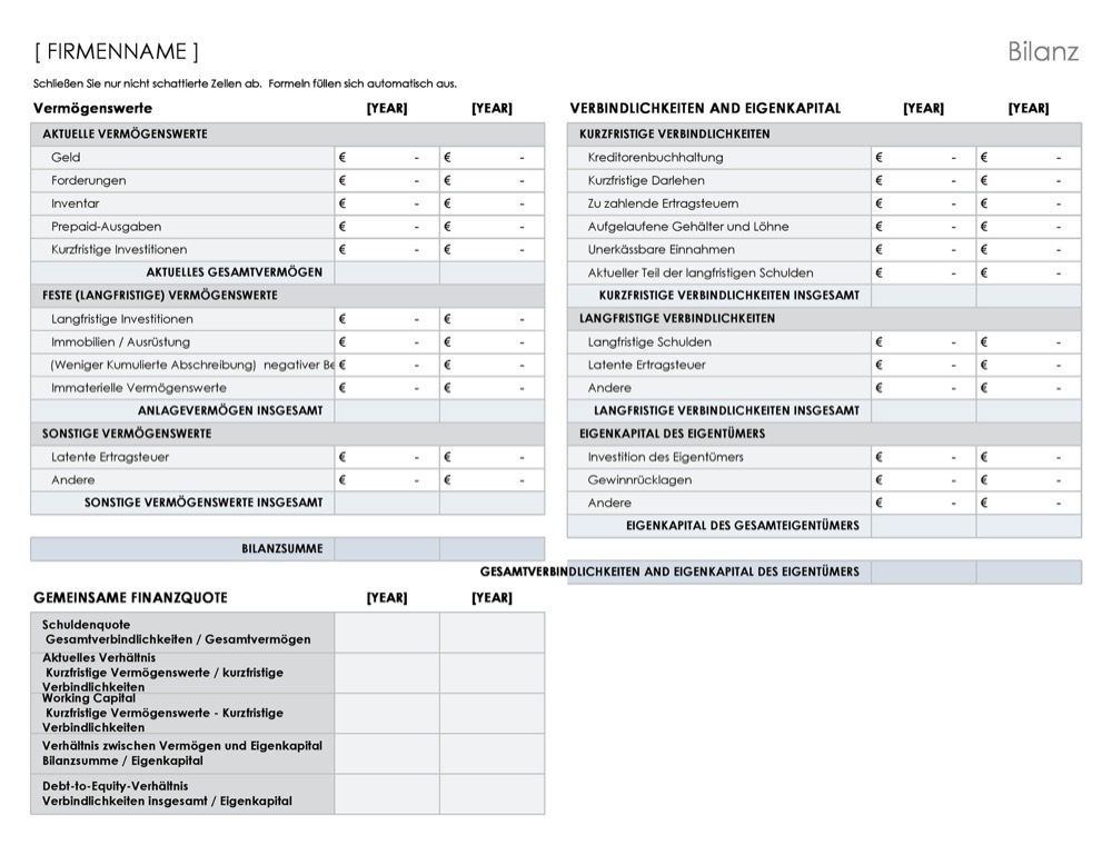 Balance Sheet German