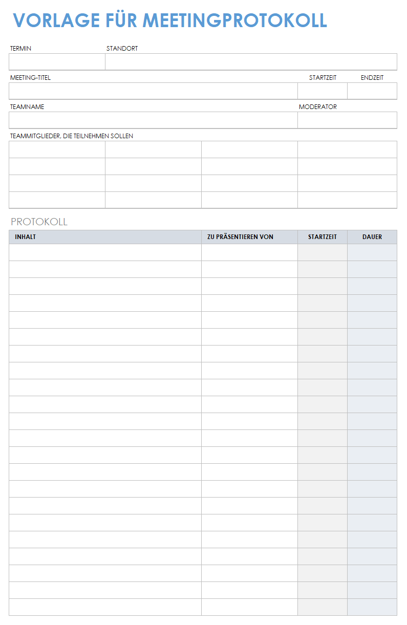  Vorlage für Sitzungsprotokolle