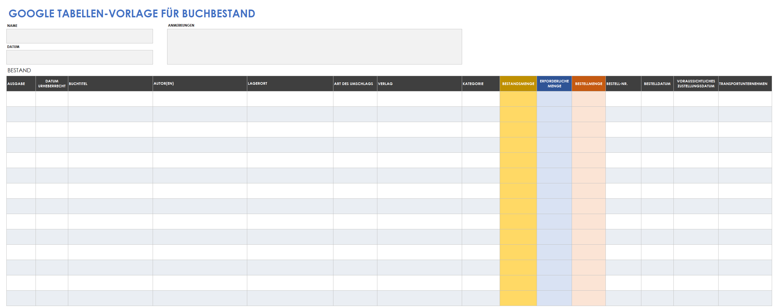  Google Sheets-Buchinventarvorlage