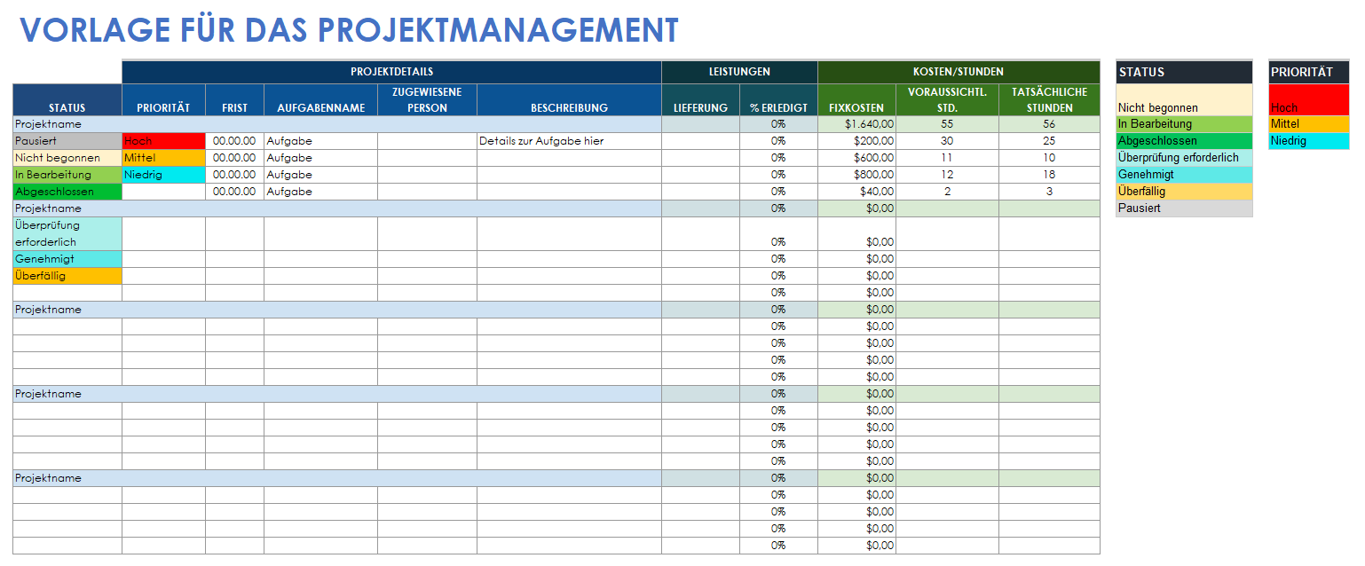 Projektmanagement-Vorlage