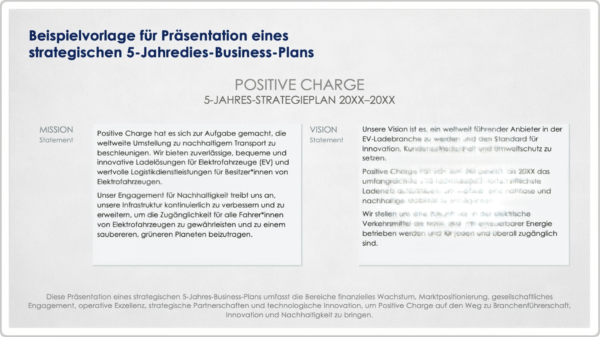  Beispiel für eine Präsentationsvorlage für einen strategischen 5 Jahres Geschäftsplan