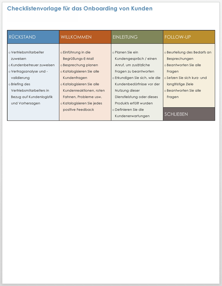 Vorlage für die Kunden-Onboarding-Checkliste