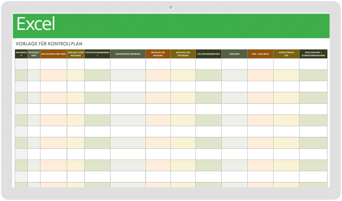  Kontrollplan-Vorlage