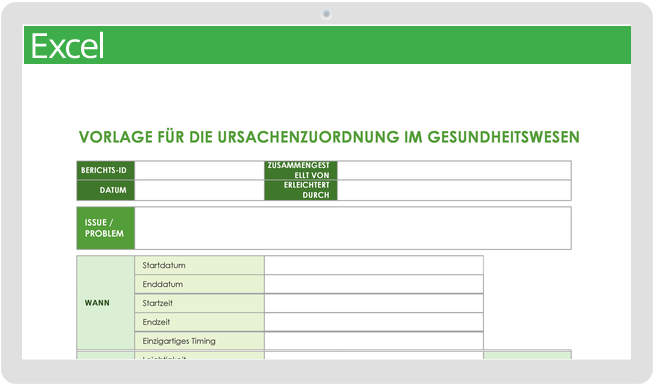 Vorlage für die Ursachenzuordnung im Gesundheitswesen