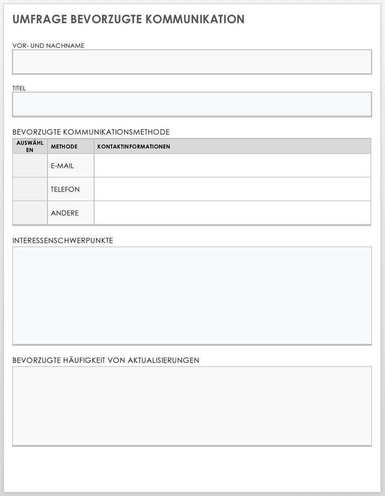 Preferred Communication Survey Template 49503 - DE