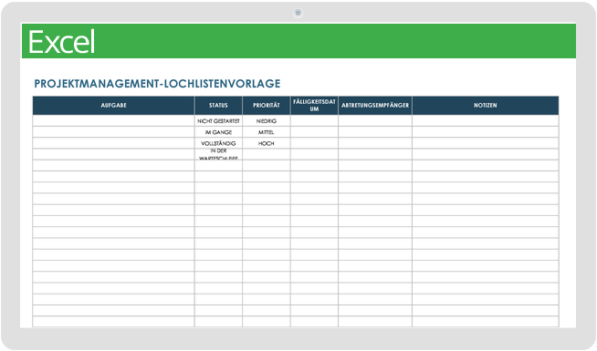 Project Management Punch List Template