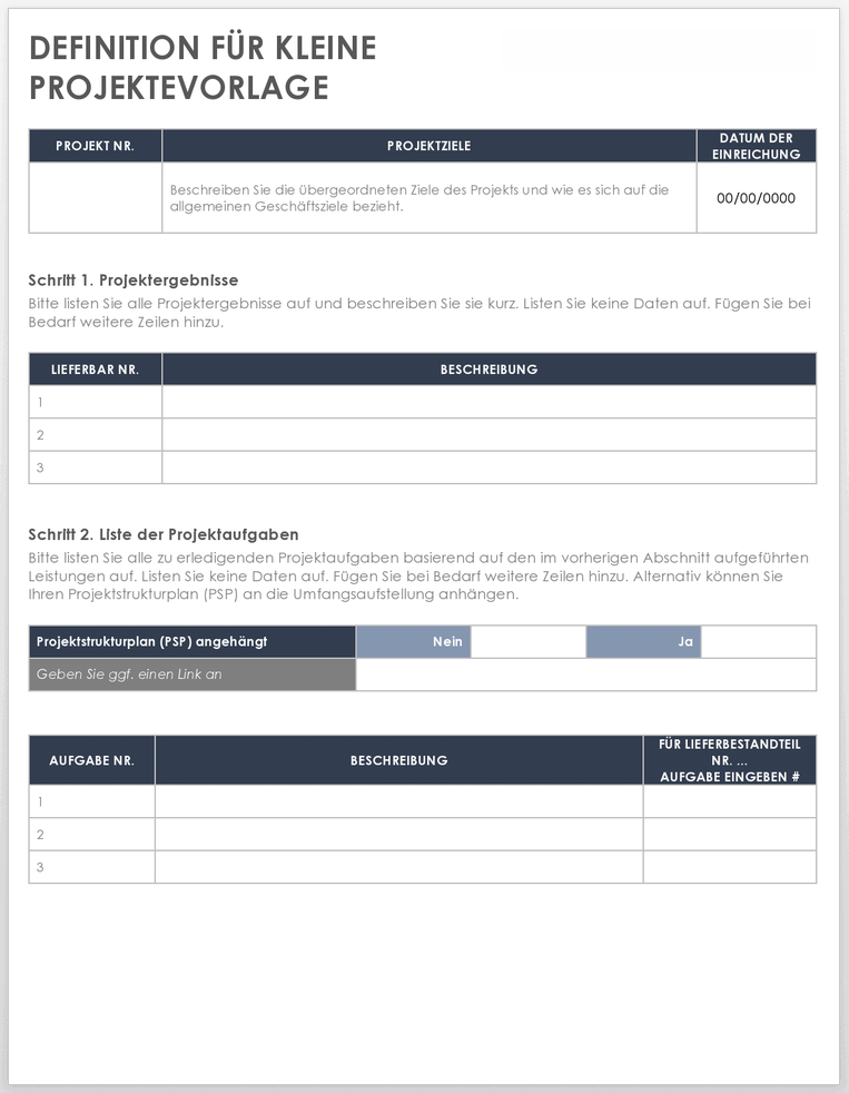 Small Project Definition - DE