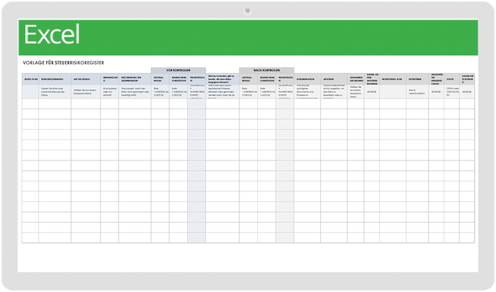 Vorlage für das Steuerrisikoregister