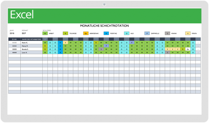  Vorlage für einen Arbeitsrotationsplan